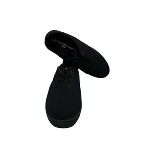 Dollar General Womens Black Canvas Lace Up Low Top Sneakers‎ Casual Shoes Size 6